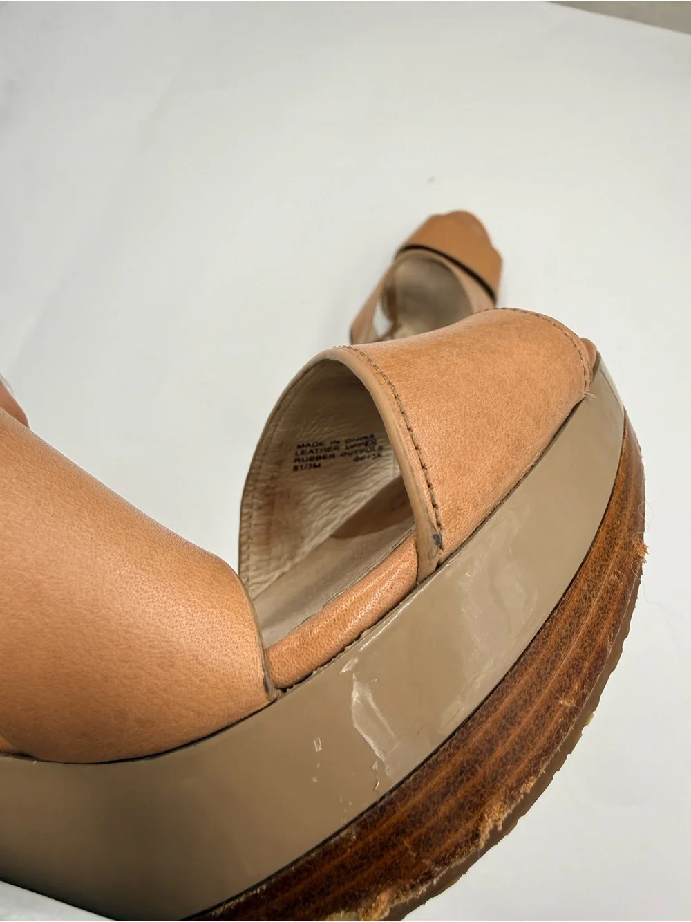 Michael Kors Carla Platform Sandals Women 8.5M Luggage Leather High Heels